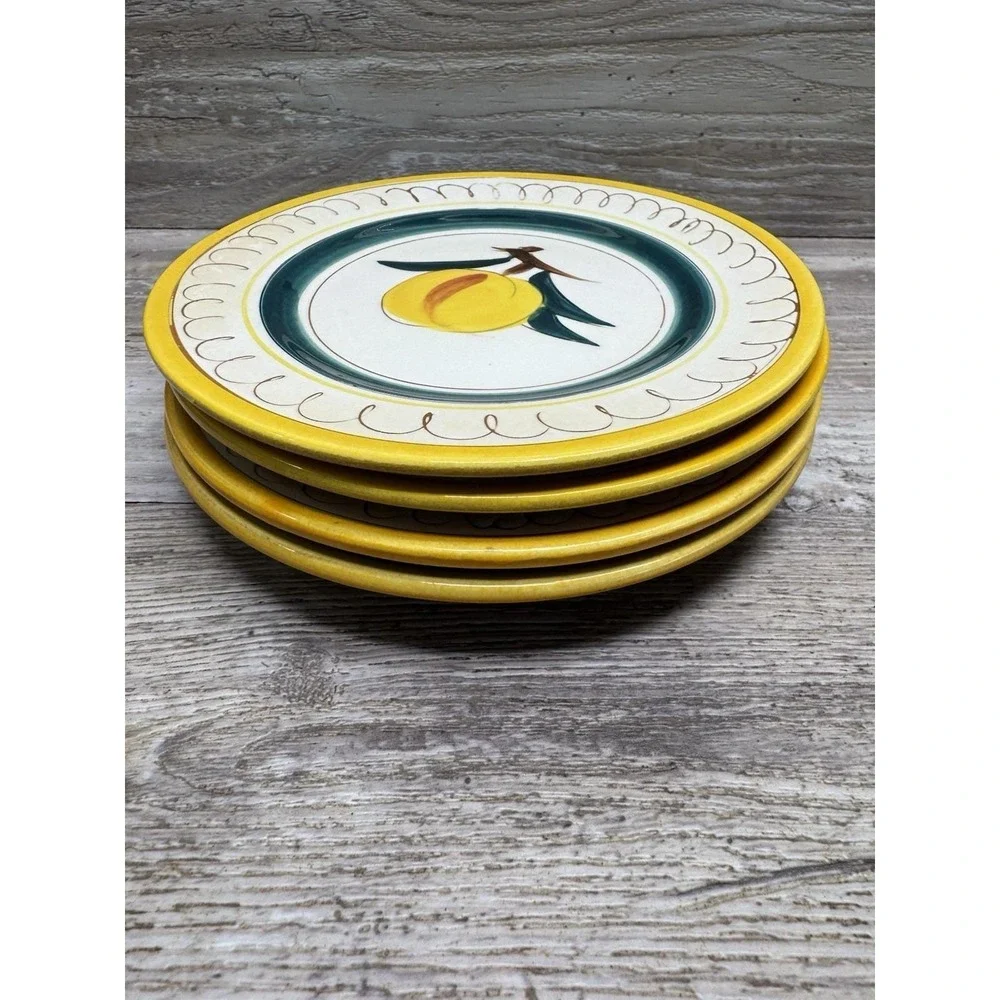 4 VTG 1960s Stangl Pottery FRUIT PEACH Redware Dessert or Bread & Butter Plates